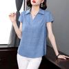 Bomull Linne Skjorta Dam Sommaroutfit Tunn Lös Blus Vintage Överdimensionerad Smalande Vardaglig Linne Topp