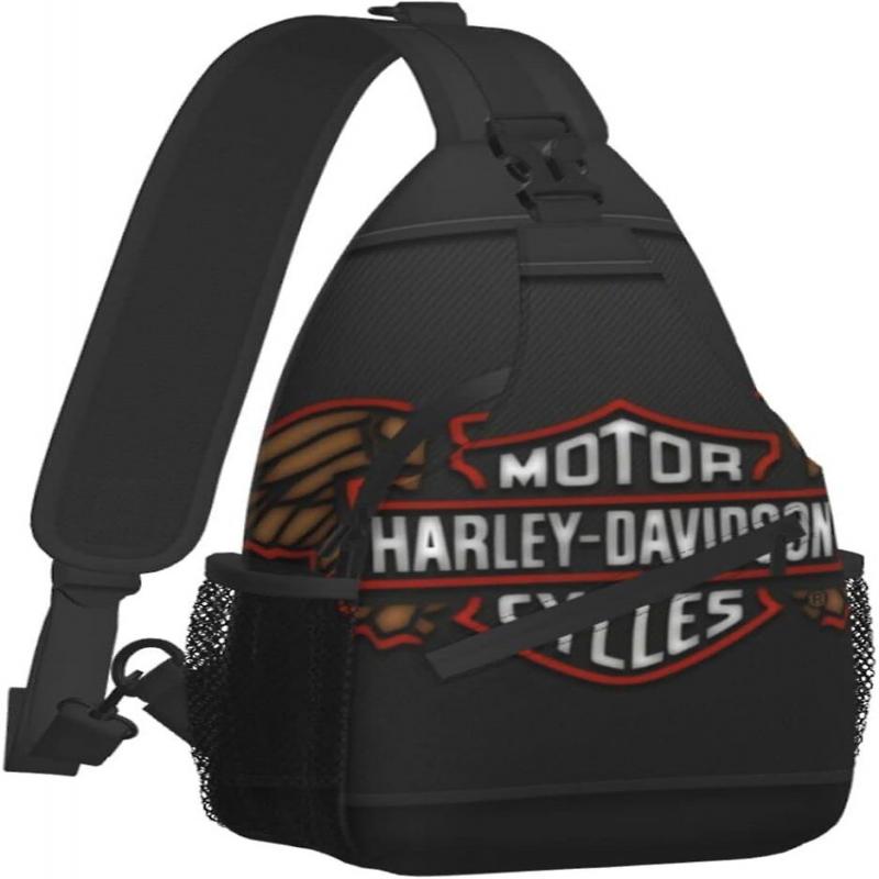 AU1709 Harley Davidson Sling Bag Pánská crossbody taška přes hrudník s držákem na láhev Ležérní crossbody taška na sport, cestování, turistiku, cyklistiku