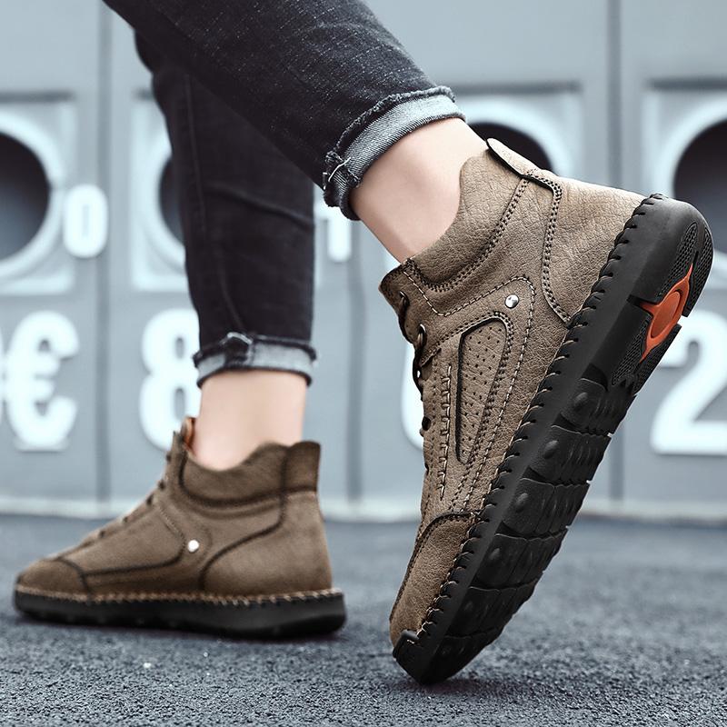 Men's Handmade Retro Leisure Shoes Large Size Casual Shoes Leather Rubber  Handmade Casual Shoes Winter Boots