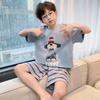 Boys Cotton Pajama Set Short Sleeve Thin Sleepwear Kids 3-8 Years Cartoon Print Comfortable Home Wear