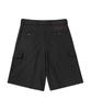 BEYOND CLOSET [Collection Line] Belted Detail Washed Wool Cargo Half Pants Black
