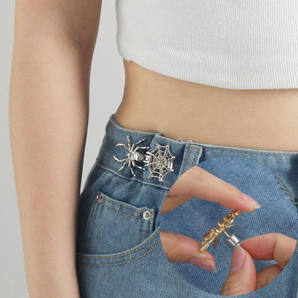 Spider Web Spider Pants Button Tightener Button Clasps Jean Buttons for Loose Jeans  Skirts