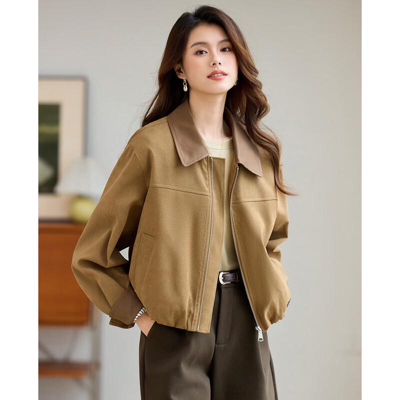 

TERRE BLEUE Women s Short Zipper Lapel Windbreaker S