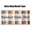 1-4Roll/Pack Retro Style Map Washi Tapes DIY Self-adhesive Newspaper Map Tape Journal Diary Scrapbooking Decorative Supplies ZYF