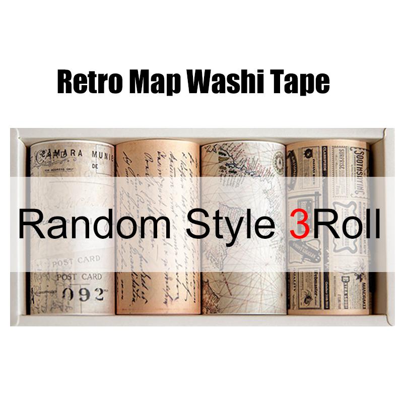 1-4Roll/Pack Retro Style Map Washi Tapes DIY Self-adhesive Newspaper Map Tape Journal Diary Scrapbooking Decorative Supplies ZYF