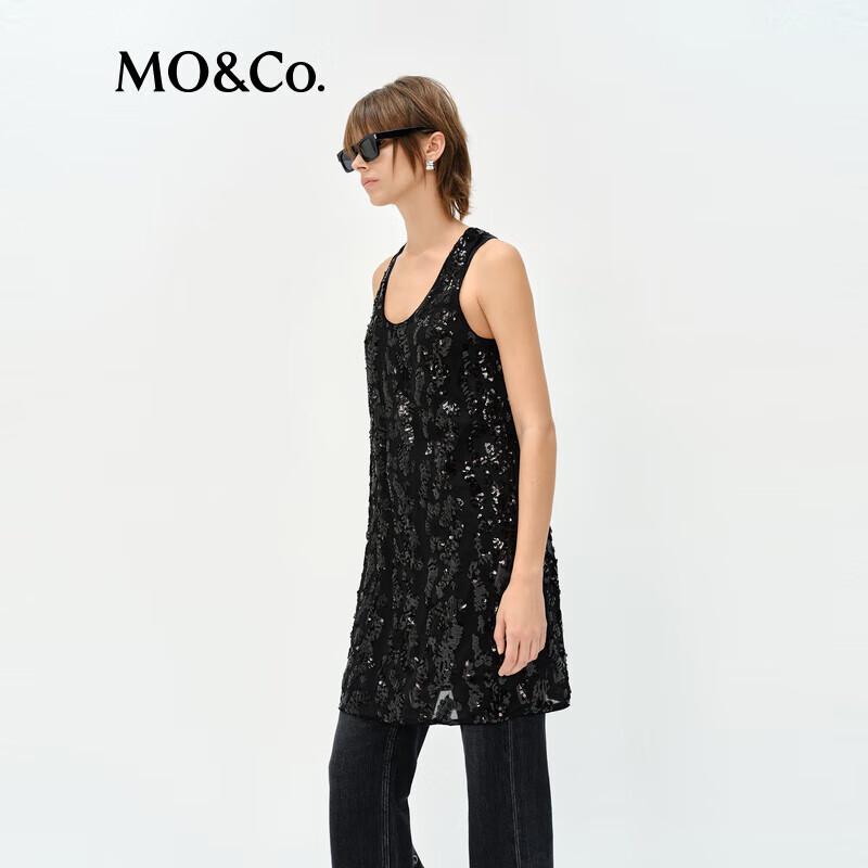 MO&Co. Sleeveless Sequin Embroidered Little Black Dress Set