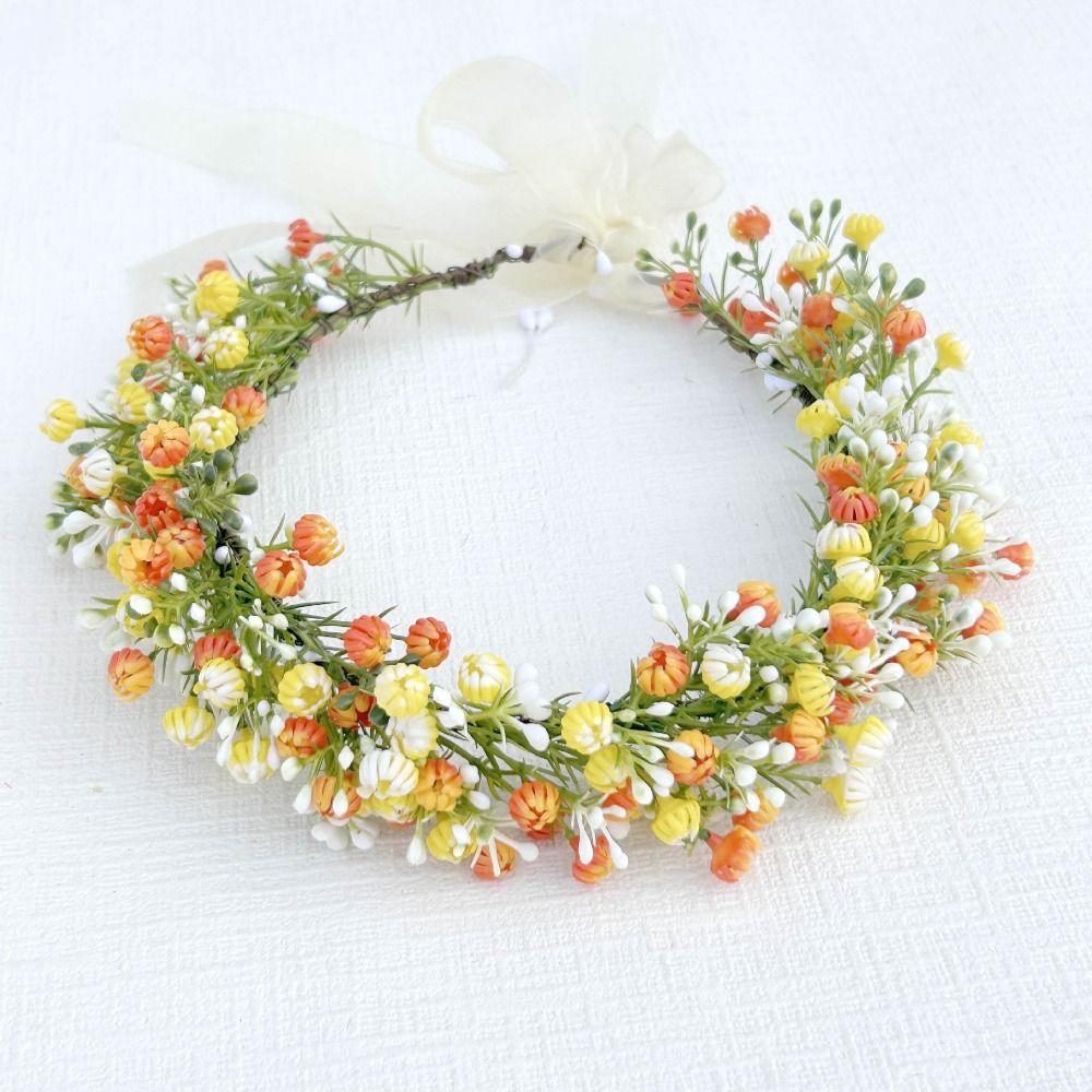 Simulated Flower Floral Headband Korean Style Bridal Wreaths Sweet Wedding Headpiece Girl