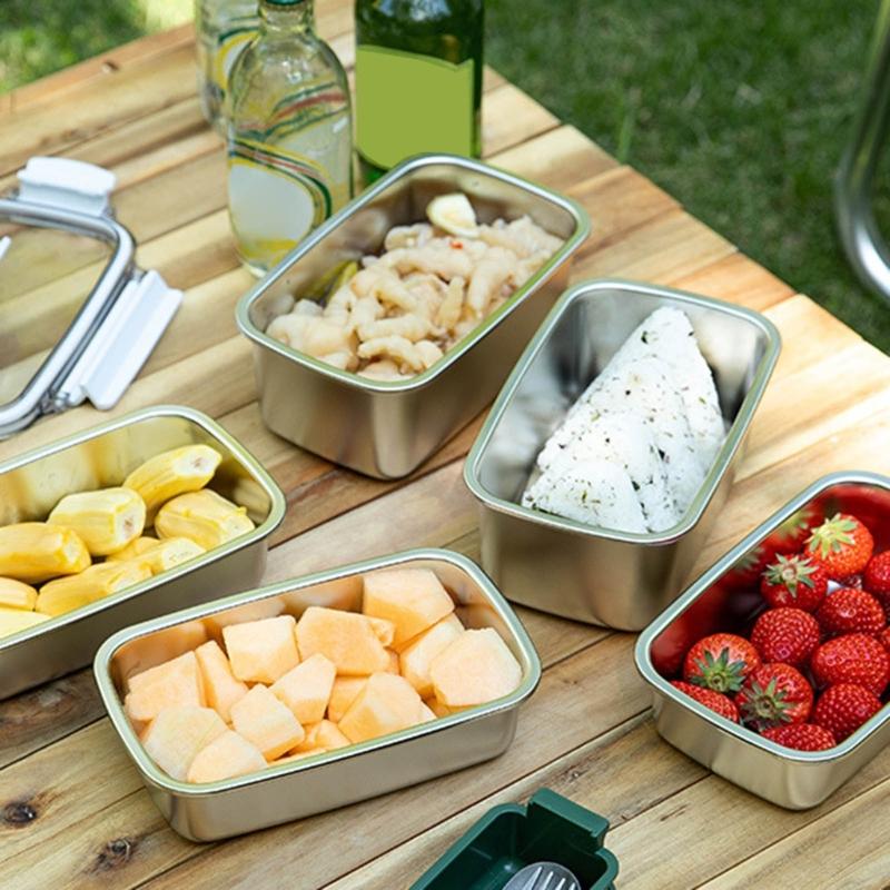 Stainless Steel Rectangular Container for Leftover Stackable Food Storage Bowl with Lid Multipurpose Lunch Holder