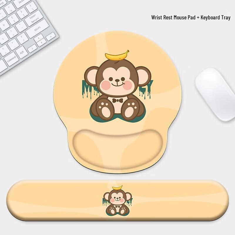 Fumide Sitting Monkey Ergonomic Mouse and Keyboard Wrist Rest Pad