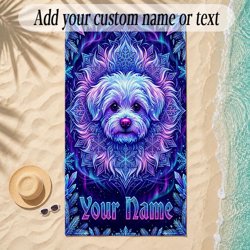 Mandala Theme Soft Beach Towel Personalized Custom Name Text Towel Portable for Beach Pool Travel