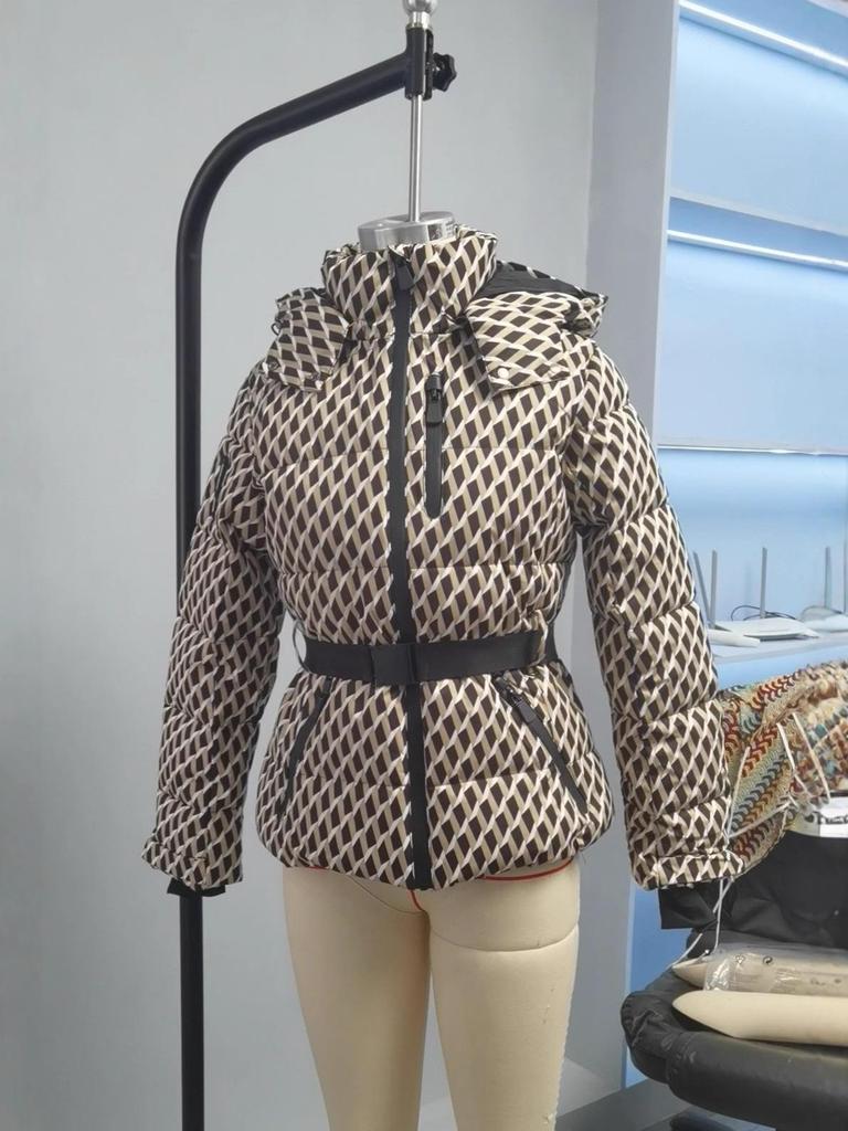 Ski Series Fashionable Waist-Cinching Down Cotton Padded Jacket