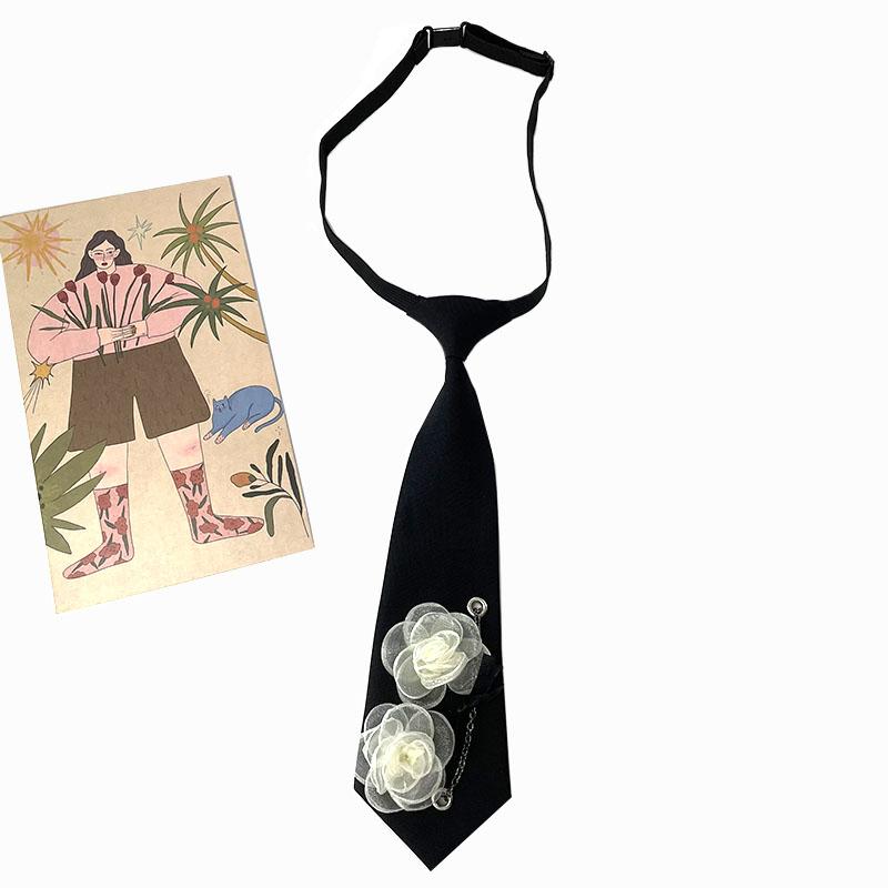 

handmade dark personalized flower neck tie versatile for men and women small tie