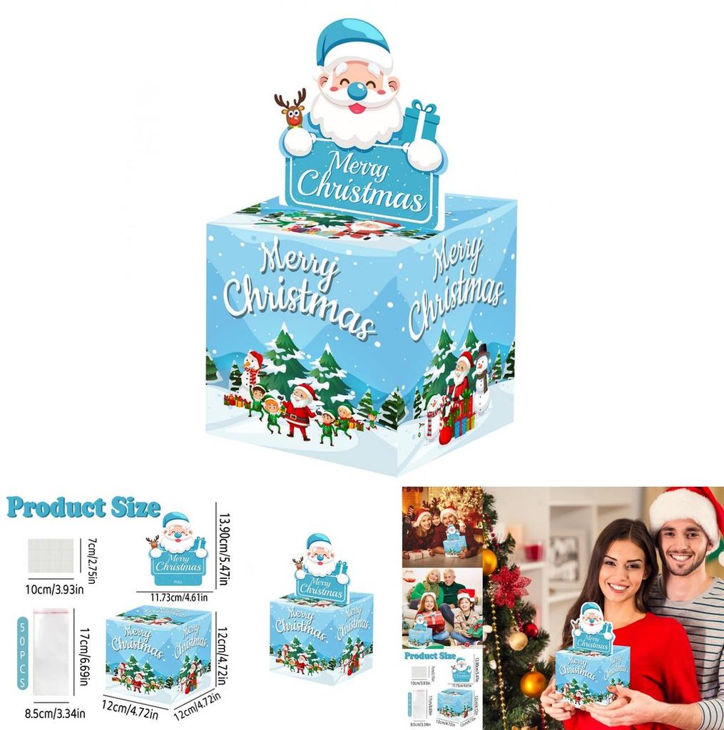 Christmas Santa Theme Party Decor Gift Box With Blue Color For Holiday Celebrations