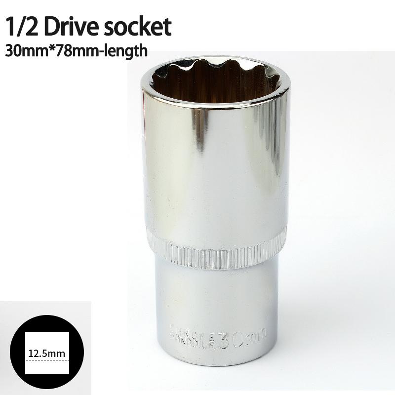 1pcs 12 Point 78mm Mirror Deep Socket Head 1/2 Drive Torx Bit Ratchet Wrench Adapter Tool Part 8-32mm Car Repair Tools