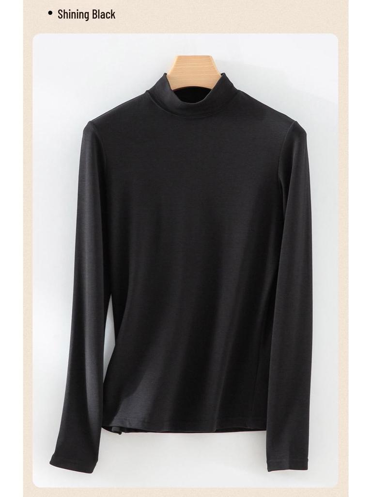 Damen Modal Kaschmir Seide Thermischer Rollkragen Langarm Top für Herbst & Winter
