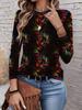 2026 New Women's Fashionable Long-Sleeved T-Shirt with Retro Floral Pattern, Perfect for Everyday Wear and Stylish Outfits