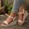 Fashion Ankle Strap Wedge Heel Sandals for Women Summer Fashion Chunky Platform Sandals Woman Plus Size Lightweight Thick Sole Sandalias