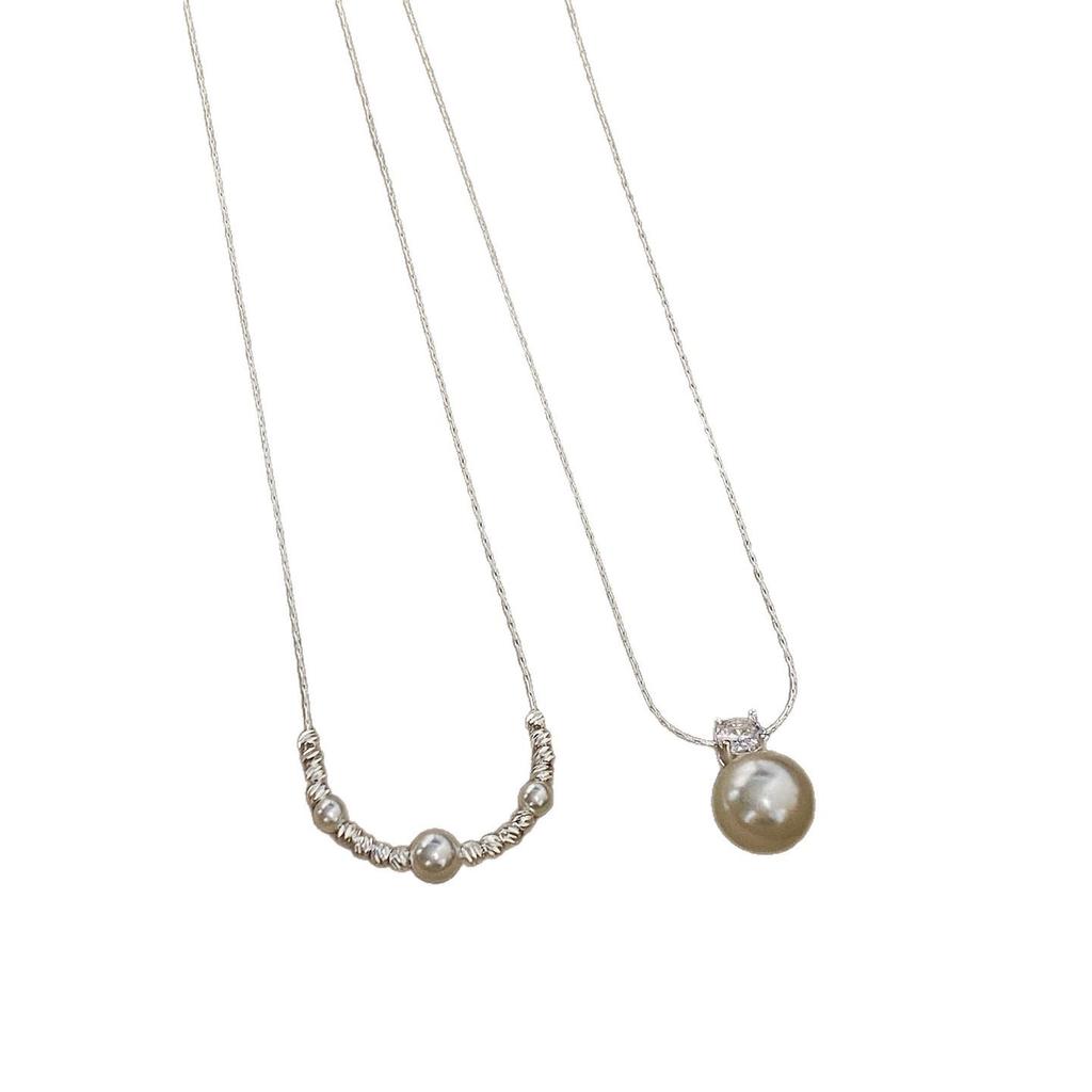 Silver Double-Layer Pearl Pendant Necklace - 2026 Trendy Clavicle Chain Design