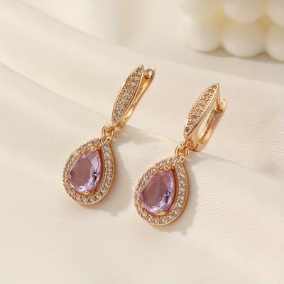 CDJAIME Luxurious Zirconia Drop Shaped Dangle Earrings for Women New Fashion Golden Earring Wedding Party Jewelry Accessories