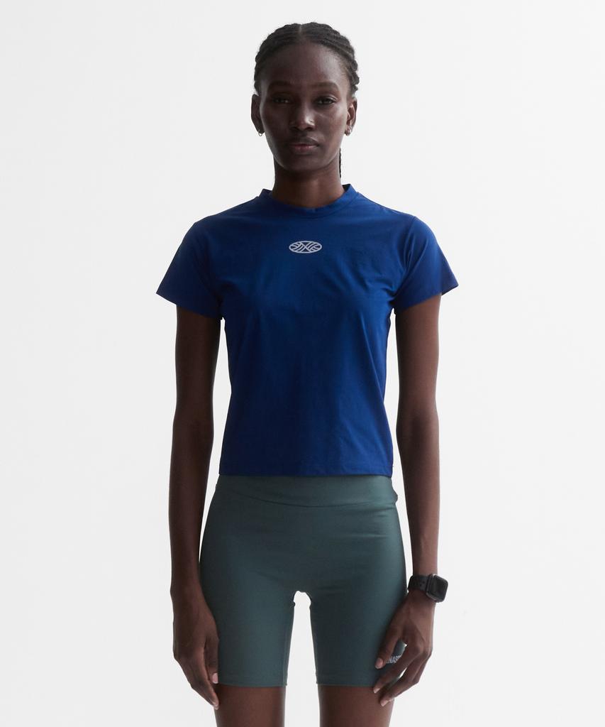 Minasu Venode Small Track Logo Active Tshirts_Blue (Crop Fit)