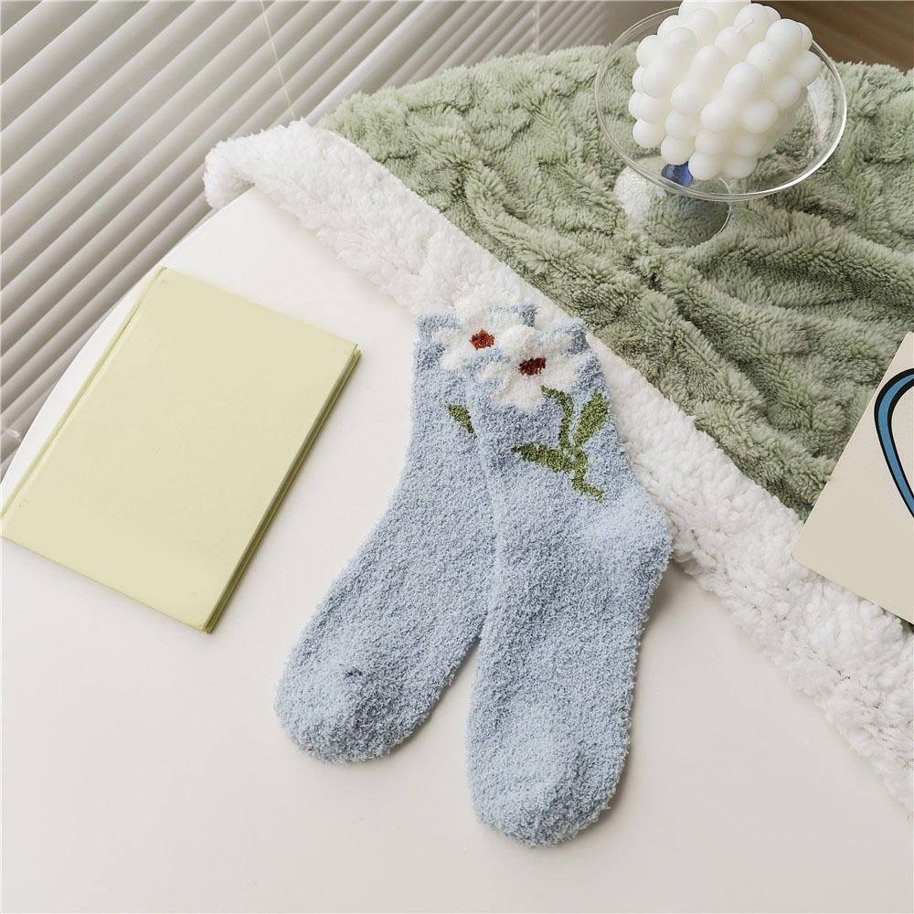 6Pairs Thickened Floor Plush Socks Winter Warm Socks Women Sweet Coral Fleece Socks  For Female Men