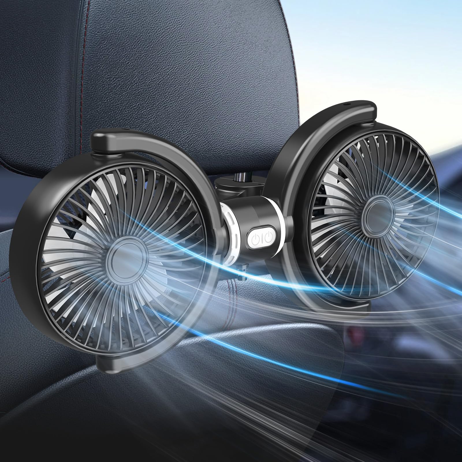 

Trustnice Two-Headed Car Fan, Heat Stroke Prevention, For Sleeping in the Car, 3 Levels medium чорний