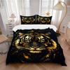 3PCs Golden Tiger Design Cover Set, Breathable Fabric, Machine Washable (1 Duvet Cover + 2 Pillowcases) (Without Quilt) Yy250911060
