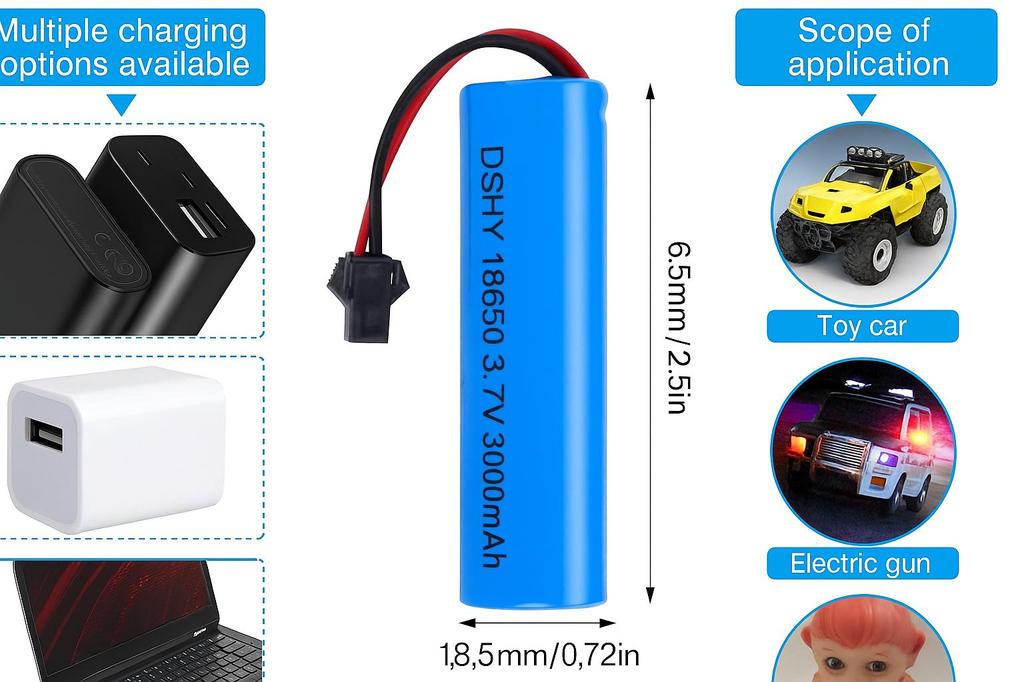 3.7V 3000mAh Li-ion Battery with SM-2P Connector – Compatible with RC Car DE45 DE42 1:14 – Long Runtime for Off-Road and Drift Racing