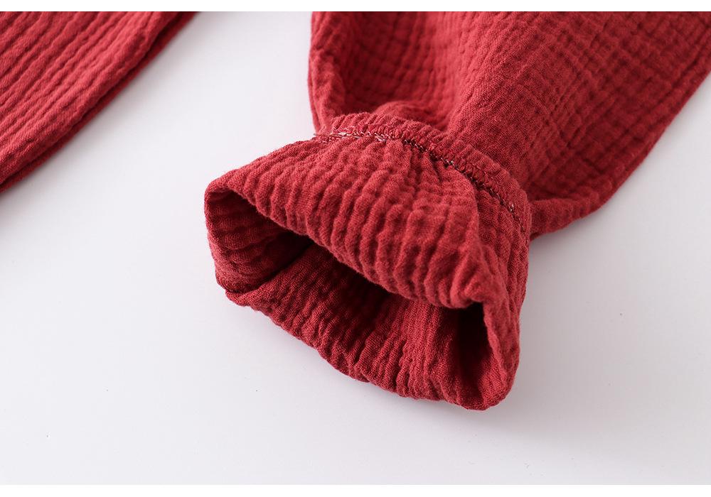 Kids' Cotton Linen Long Sleeve Set - Unisex Gauze Joggers, Loose Two-Piece for Spring/Summer