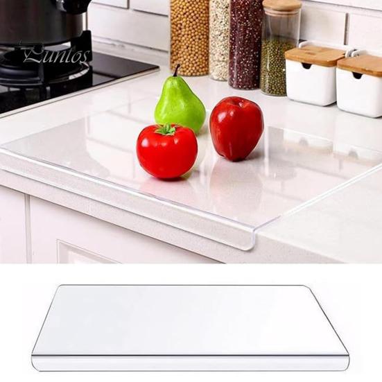 Acrylic Cutting Board with Counter Lip Non Slip Clear Cutting Board for Kitchen L-Shaped Charcuterie Board for Vegetables Cakes Pizza Sandwiches