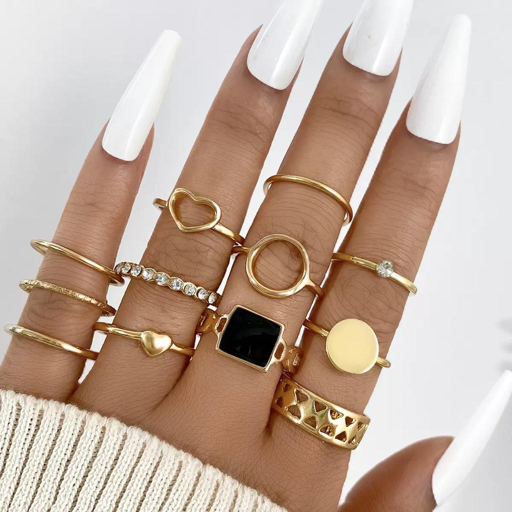The Fashion Punk Style 2S Cartoon Pearl Ring Set Is Perfect For Women To Wear Jewelry At Parties, Festivals And Gift Day