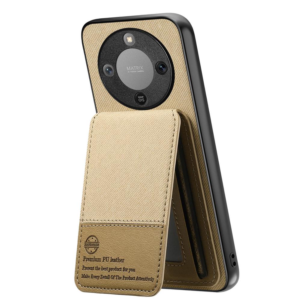 Phone Case For Honor Magic8 Lite 5G / X9d 5G / X70 5G Cloth Texture Leather + PC + TPU Cover with RFID Blocking Card Holder