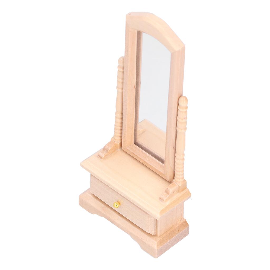 1:12 Puppenhaus Schminkspiegel mit Schublade Miniaturmöbel Dekorationszubehör Burlywood