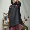 Johnature Women Pullover Vintage Parkas Patchwork Color Button Long Sleeve Robes Winter Chinese Style Warm Parkas