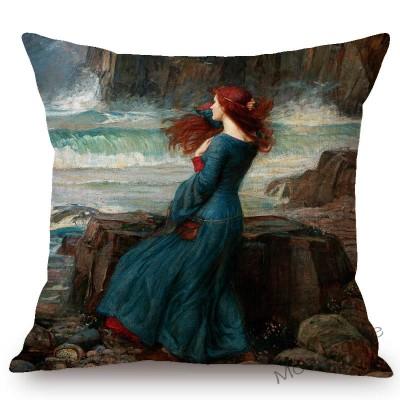 Aestheticism Master John Waterhouse Ancient Greek Myths Goddess Oil Painting Sofa Pillow Case Young Girls Linen Cushion Cover