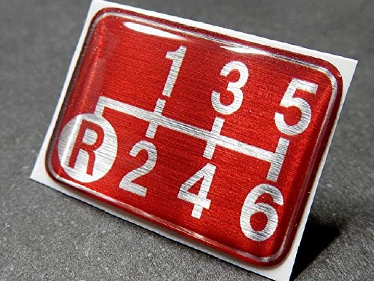 Tuningfan Shift Pattern Lower Left for Manual Transmission Emblem, Red, R, 6-Speed Vehicles, Ranger, Forward, Condor, Red, SPE-R603
