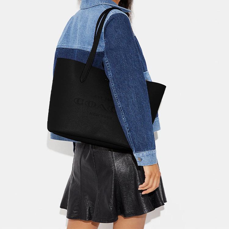 New COACH Cameron Pebbled Leather Tote Bag, Shopping Bag, Handbag, Shoulder Bag Tubas Women's Black CC050-IMBLK