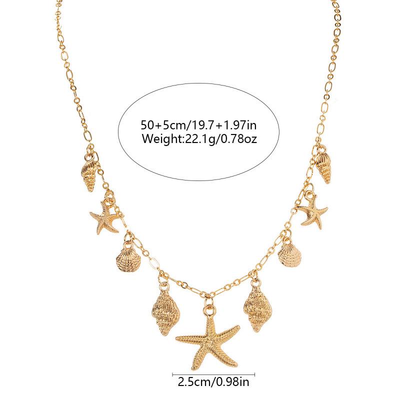 Ocean Style Starfish & Seashell Pendant Women's Adjustable Necklace