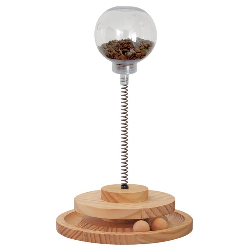 2-in-1 Cats Teaser Toy Food Dispenser Cats Tumbler Ball Pet Teaser Toys Non-slip Base Durable Cats Small Kitten