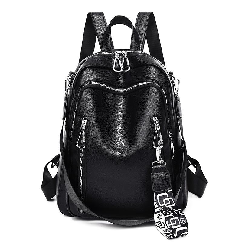 2025 new Korean version fashion trend retro large capacity soft leather backpack outdoor travel backpack women's bag