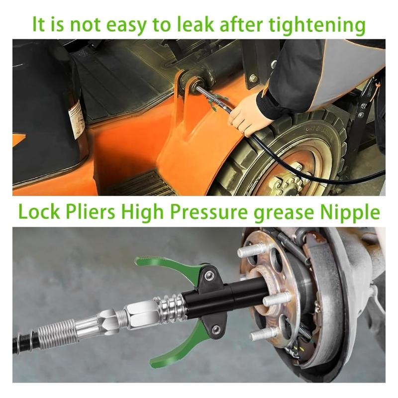 Grease Adapter Fitting Kit 90 Degree Coupler With Needle Nozzle Suitable For 1/8 NPT Grease Guns Universal Compatibility