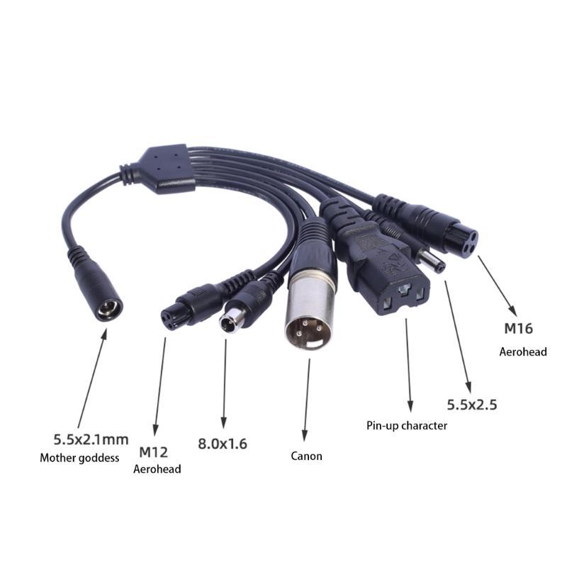 Thickened 5.5x2.1mm Female to 8016 Male and 5.5x2.5mm Adapter 1 to 6 Adapters for Electric Scooter Charging Stability
