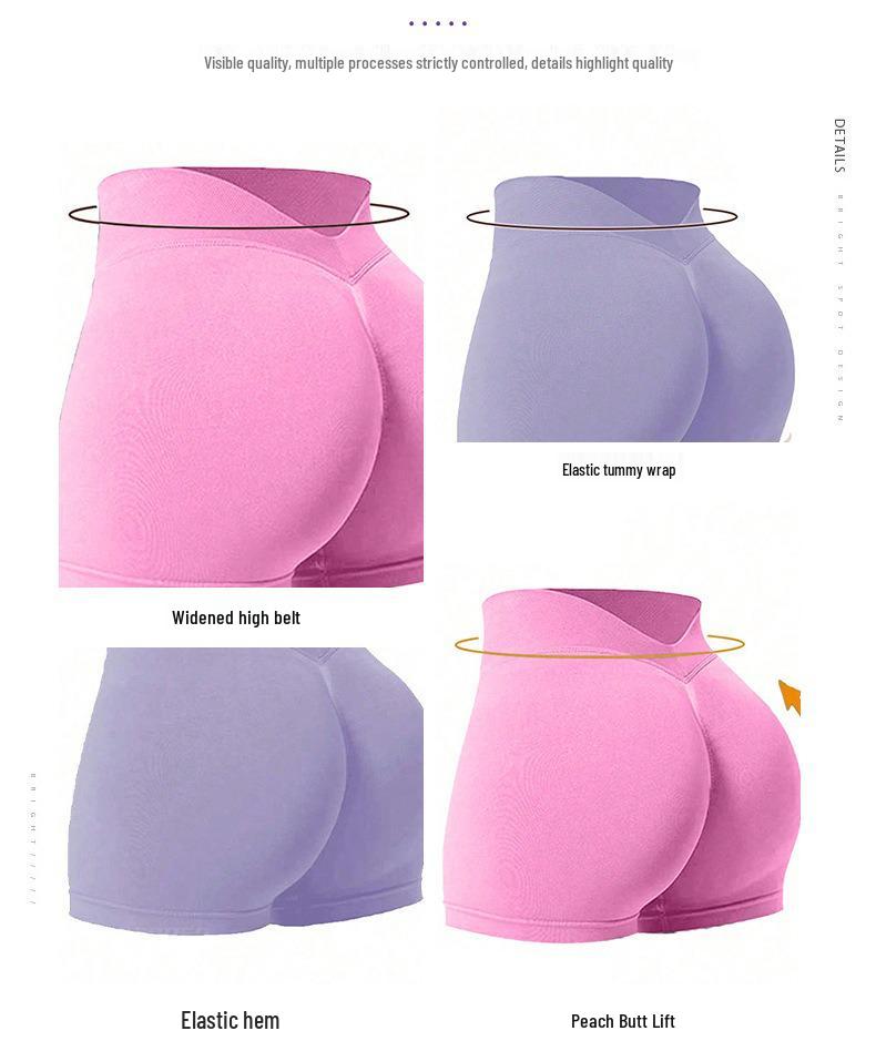 Pantaloncini da Yoga Senza Cuciture a Vita a V da Donna - Controllo Pancia, Asciugatura Rapida, Costolati, Sollevamento Glutei Pantaloni Fitness