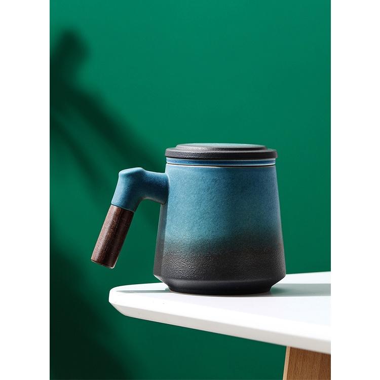 400ml Japanese Ceramic Mug with Lid Filter Water Cup Coffee Cup