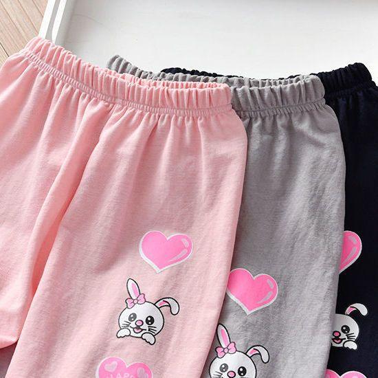 New Casual Pants for Children Fashionable and Versatile Printed Cropped Pants for Baby Girls Thin Mosquito Repellent Pants for Girls