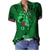 Women's Fashion Printed V-neck Short Sleeve Blouse, 10 Colors 8 Sizes Available Casual Summer Top