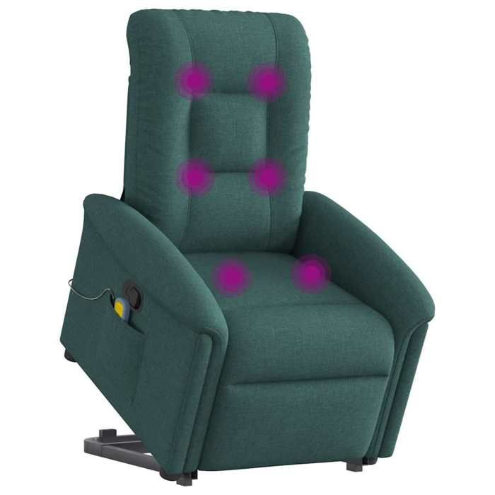 VidaXL Fauteuil inclinable de massage Vert foncé Tissu, fauteuil inclinable élévateur, fauteuil inclinable pour personnes 3303270