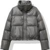 Women Thickened Mock Neck Cotton-padded Jacket Single Breasted Pocket Casual Down Coat Winter Warm Loose Short Coat Fall