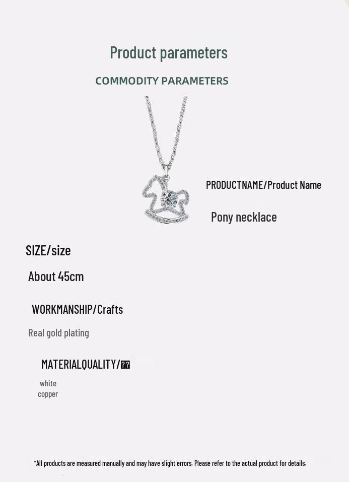 Year of the Horse Luxury Necklace: Gold-Plated Nickel Silver, Niche Design for Women