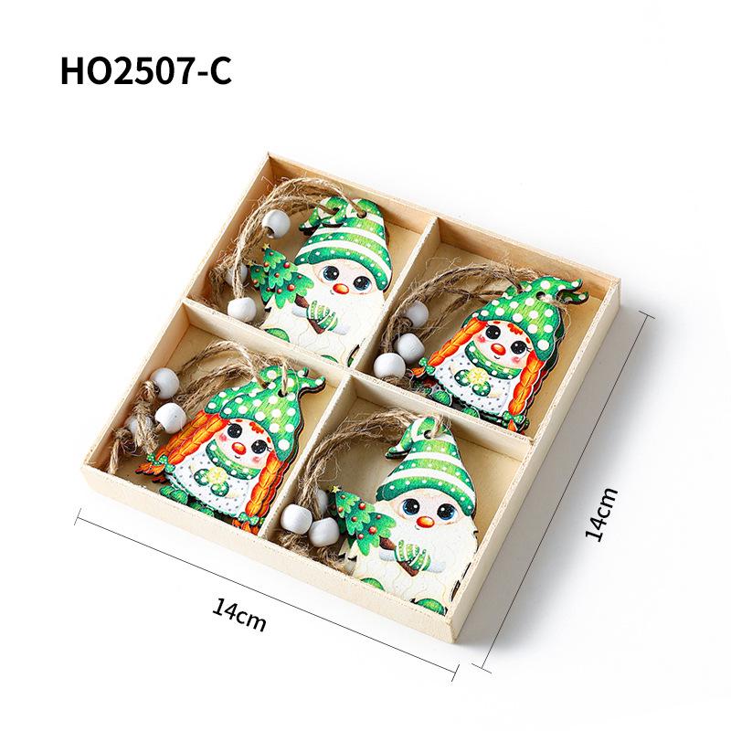 Christmas Decorations: Elf, Grinch, Gingerbread Man Wooden Figurine Set